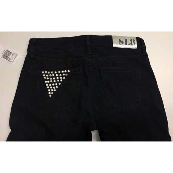 SL8 Denim Dark Blue Skinny Sequin Pants - Picture 4 of 12